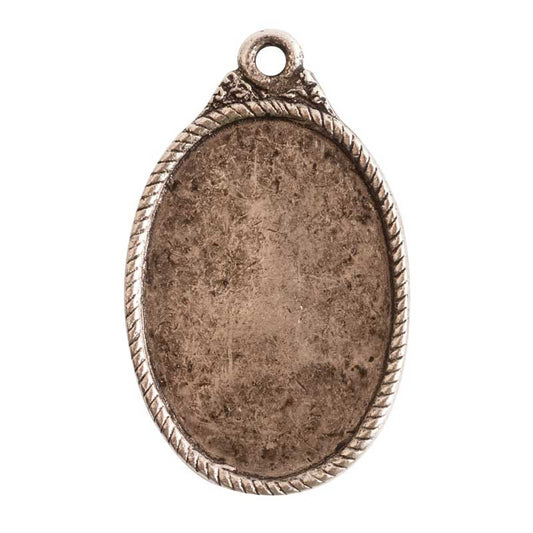 Nunn Design-Bezel-29x17mm Ornate Flat Tag Oval-Antique Silver