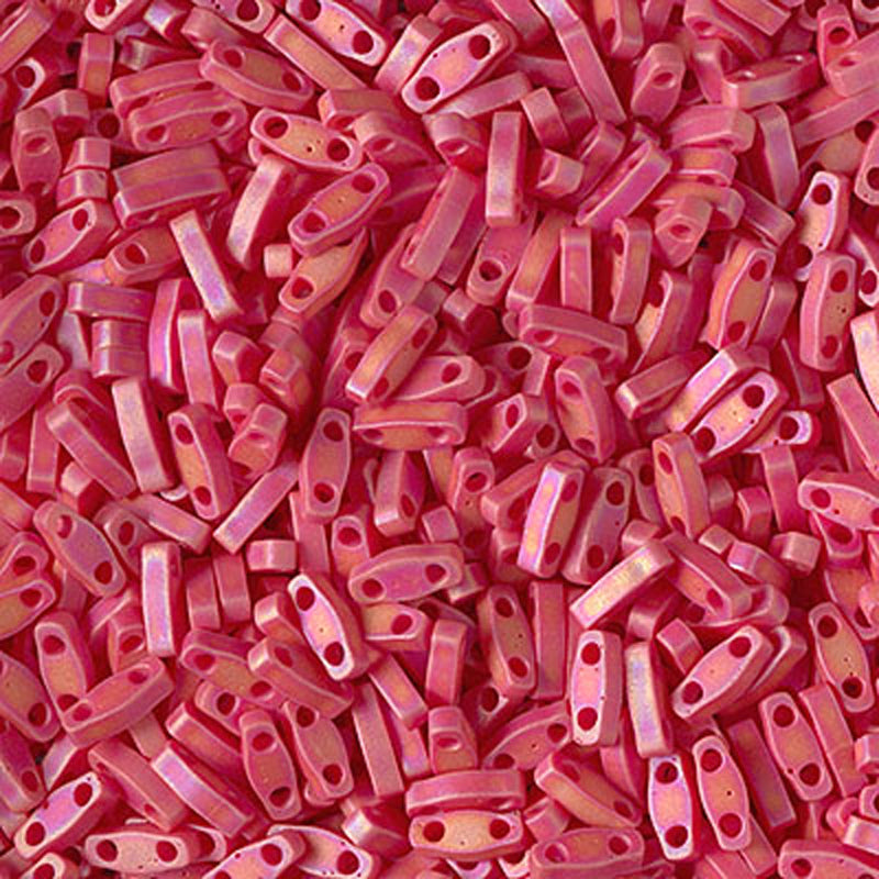 Seed Beads-5mm 1/4 Cut Tila-408FR Matte Opaque Red AB