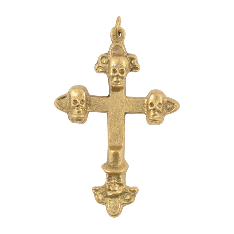 Casting Pendants-38x60mm Brass Cross With Skull Heads-Quantity 1 Tamara Scott Designs