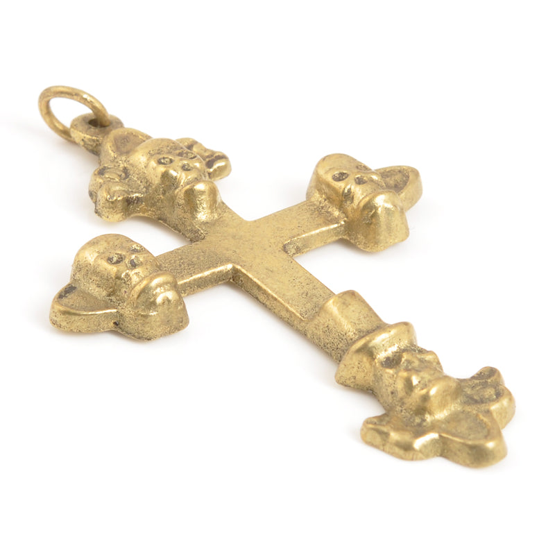 Casting Pendants-38x60mm Brass Cross With Skull Heads-Quantity 1 Tamara Scott Designs