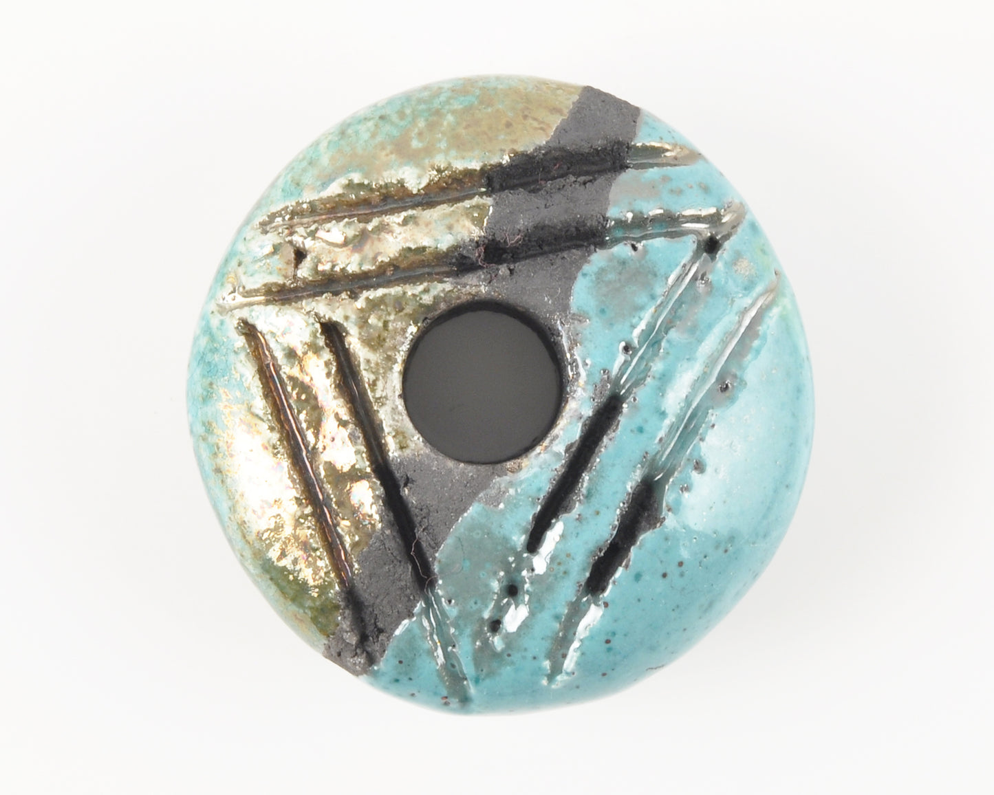 Ceramic Beads-37mm Donut-Blue Raku-Quantity 1 Tamara Scott Designs