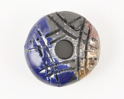 Ceramic Beads-37mm Donut-Cobalt Chrome Raku-Quantity 1 Tamara Scott Designs