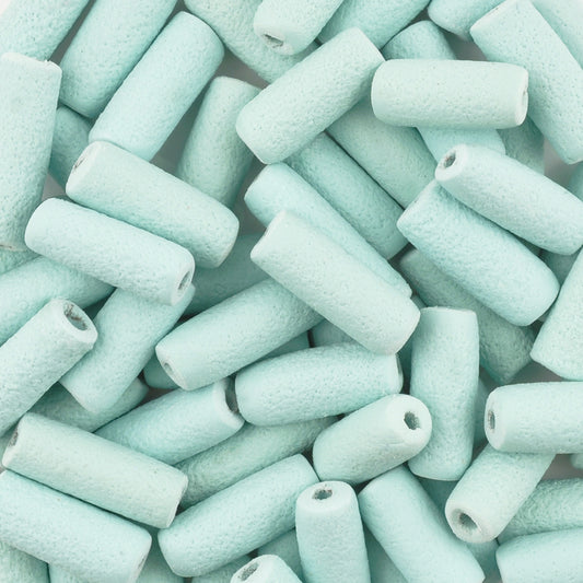 Ceramic Beads-7x18mm Coarse Tube-Seafoam Blue-Quantity 3