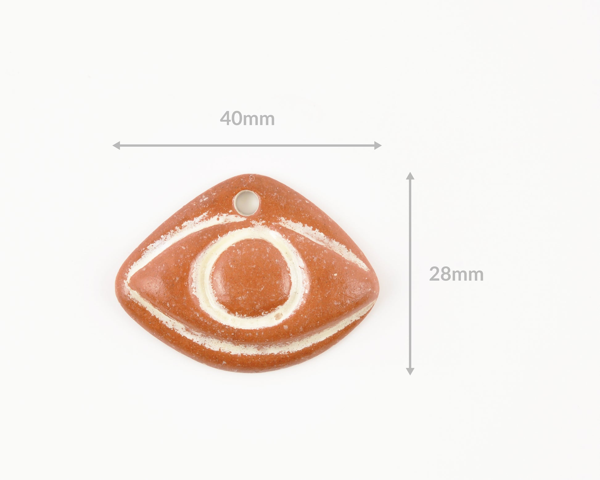 Ceramic Pendants-28x40mm Eye-Terra Cotta-Quantity 1 Tamara Scott Designs