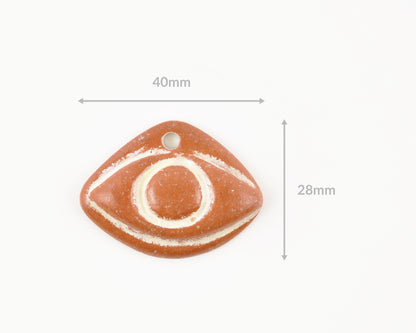 Ceramic Pendants-28x40mm Eye-Terra Cotta-Quantity 1 Tamara Scott Designs