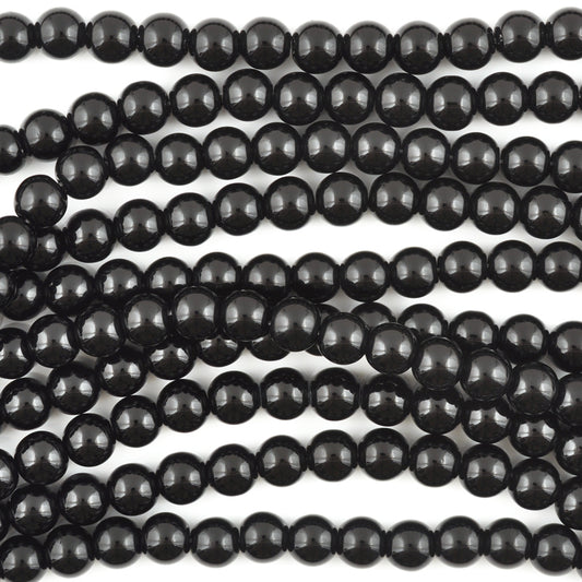 Glass-4mm Round Crystal-Black-Round-15 Inch Strand