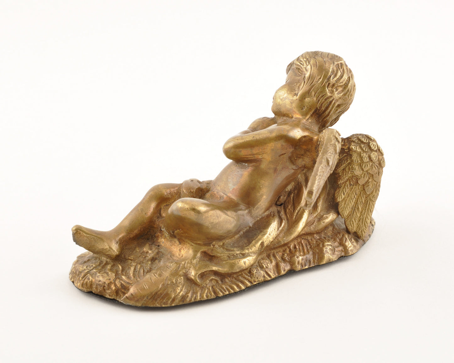 Home Decor-19th Century Antique Victorian Sleeping Angel Cherub Bronze Statue-India