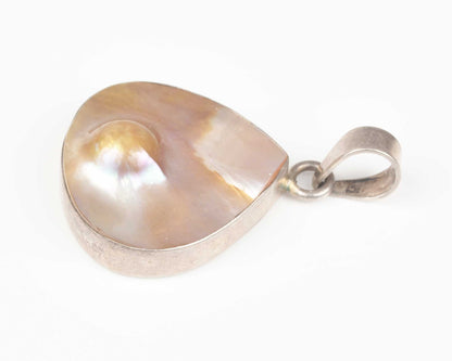 Vintage Jewelry-Pendant-Sterling Silver Mabe Pearl-Unique Art Jewelry-RARE FIND