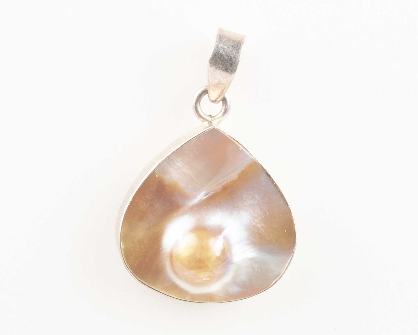 Vintage Jewelry-Pendant-Sterling Silver Mabe Pearl-Unique Art Jewelry-RARE FIND