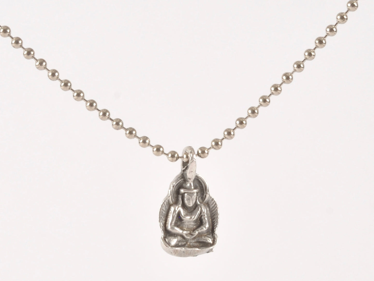 Finished Jewelry-Buddha Amulet-Antique Silver-Nickel Silver Ball Chain Necklace-24 Inches Tamara Scott Designs