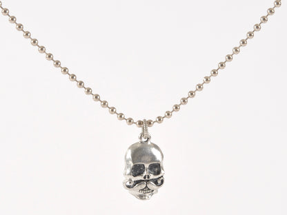 Finished Jewelry-Skull With Mustache-Antique Silver-Nickel Silver Ball Chain Necklace-24 Inches Tamara Scott Designs