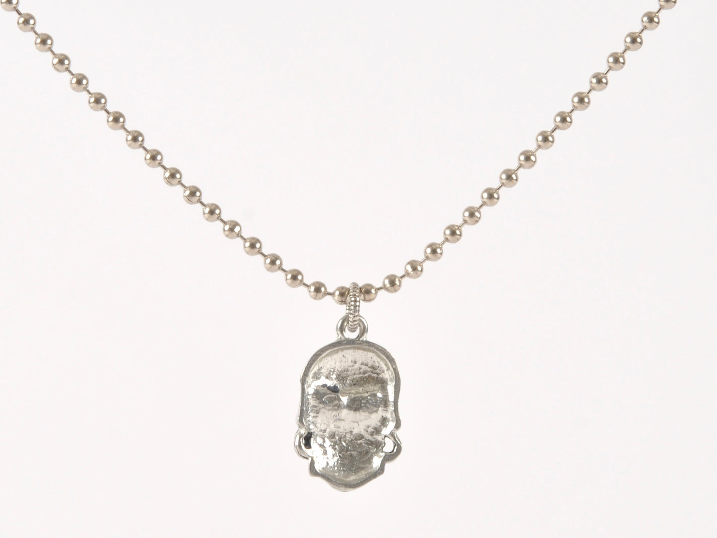 Finished Jewelry-Skull With Mustache-Antique Silver-Nickel Silver Ball Chain Necklace-24 Inches Tamara Scott Designs