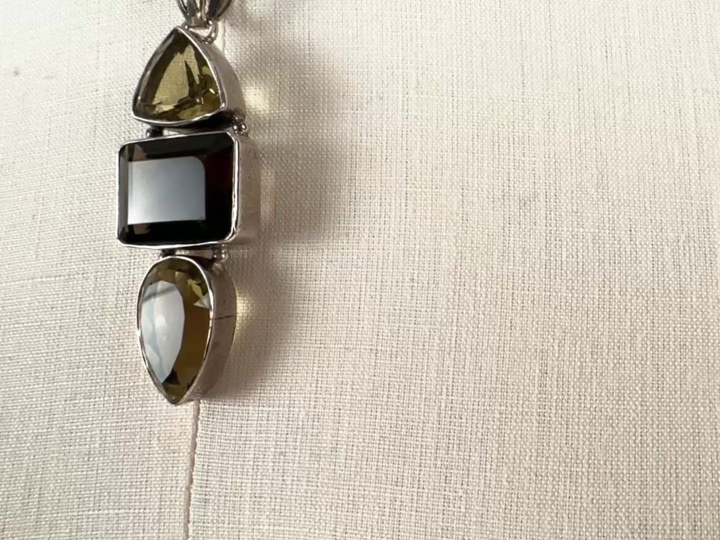 Vintage Jewelry-Handmade Sterling Silver Nature Inspired Smoked Quartz and Citrine-Pendant-Artist Jewelry Tamara Scott Designs