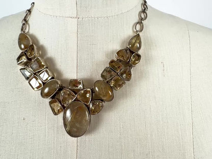 Vintage Jewelry-Handmade Sterling Silver Nature Inspired Rutilated Quartz-Necklace-Artist Jewelry Tamara Scott Designs