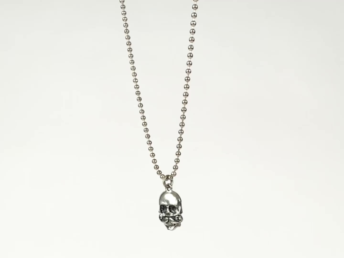 Finished Jewelry-Skull With Mustache-Antique Silver-Nickel Silver Ball Chain Necklace-24 Inches Tamara Scott Designs