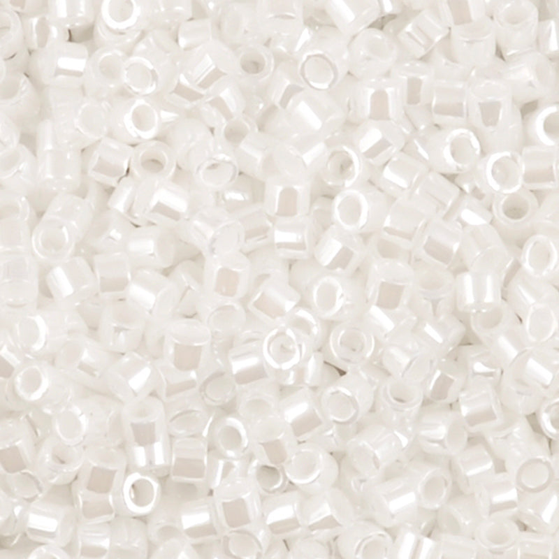 Seed Beads-11/0 Delica-201 White Pearl Ceylon-Miyuki-7 Grams