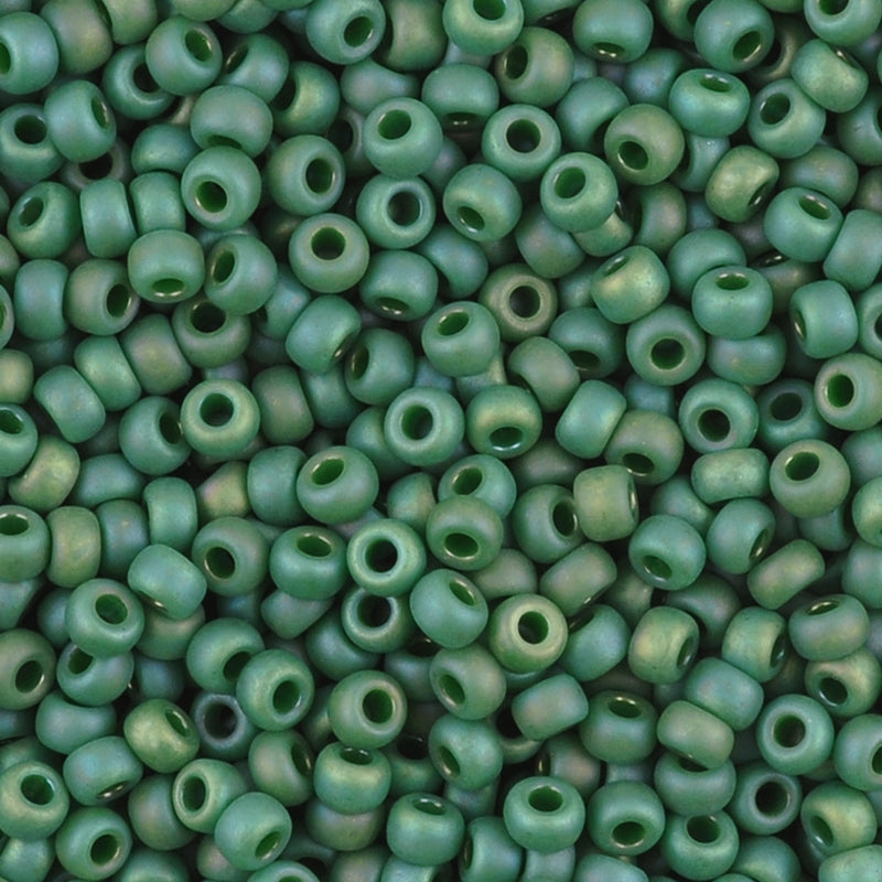 Seed Beads-8/0 Round-4699 Frost Opaque Glaze Rainbow Green-Miyuki-16 Grams