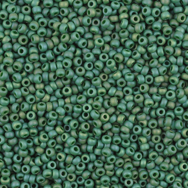 Seed Beads-8/0 Round-4699 Frost Opaque Glaze Rainbow Green-Miyuki-16 Grams