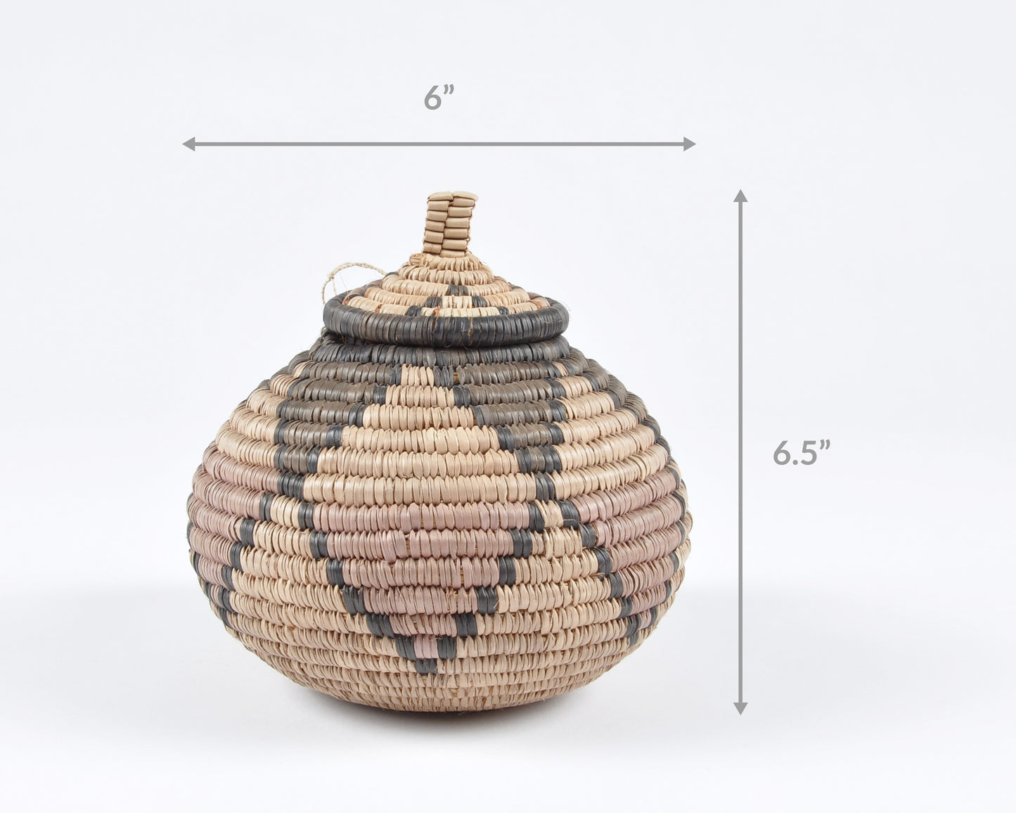 Vintage African Zulu Tribal Hand Woven Basket Lidded Traditional Ukhamba-Two Tone Detail Tamara Scott Designs