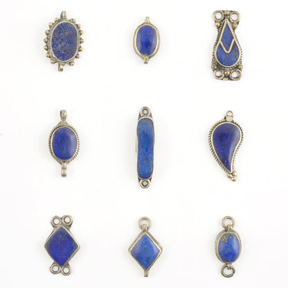 Vintage Charms and Connectors-Lapis Lazuli And Nickel Silver-One of A Kind-Choose Your Style-Quantity 1 Tamara Scott Designs