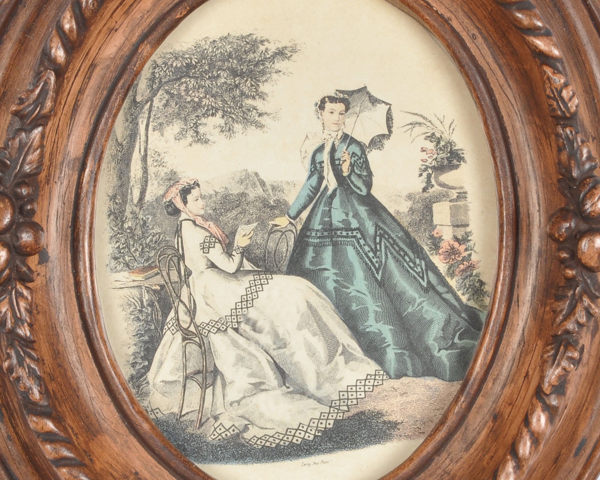 Vintage good Oval Victorian Prints