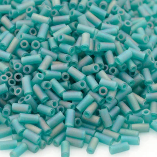 Seed Beads-3mm Bugle-2405FR Matte Transparent Teal AB