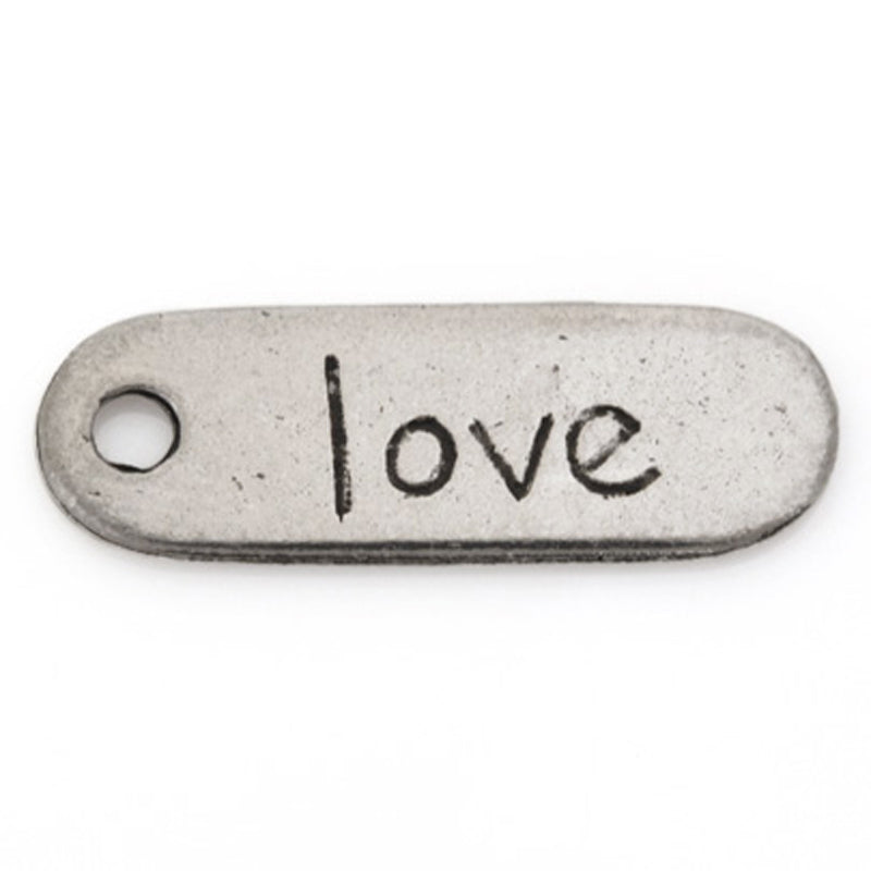 Pewter-10x30mm "Love" Charm-Antique Silver