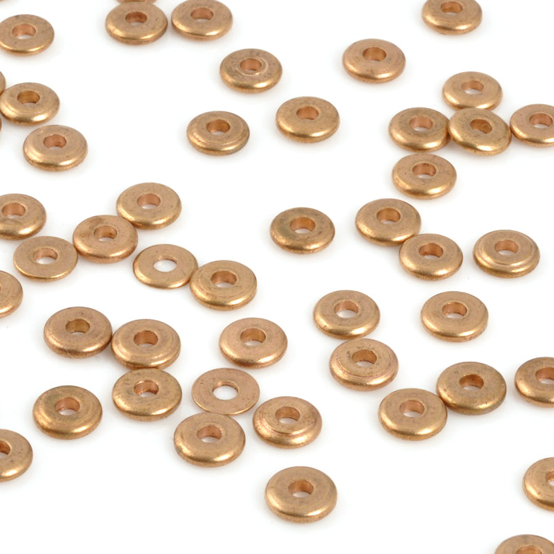 Brass-6.5mm Hishi Spacer Bead-Bronze-Quantity 24 Loose Beads