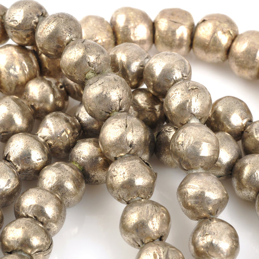 Brass-7mm Round Bead-White Metal-Quantity 5Brass-7mm Round Bead-White Metal-Quantity 5