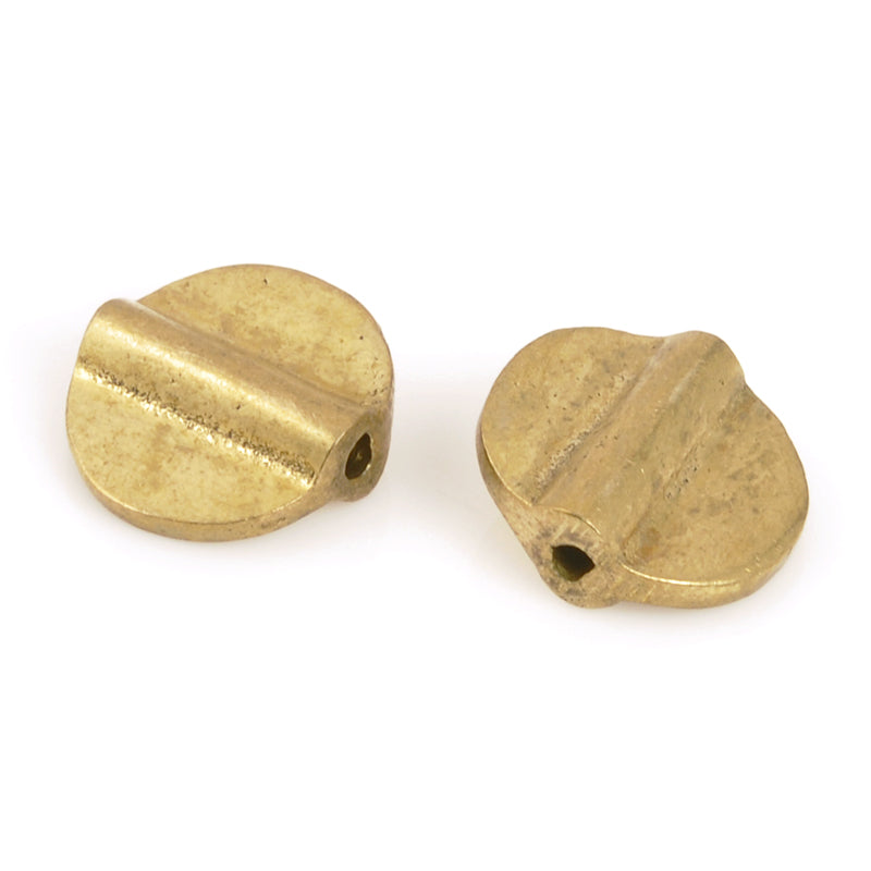 Brass Beads-11mm Flat Round Bead-Bronze-Quantity 2 Beads