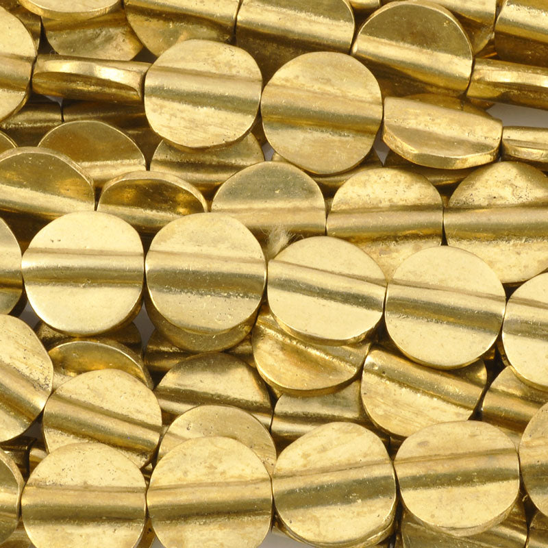 Brass Beads-11mm Flat Round Bead-Bronze