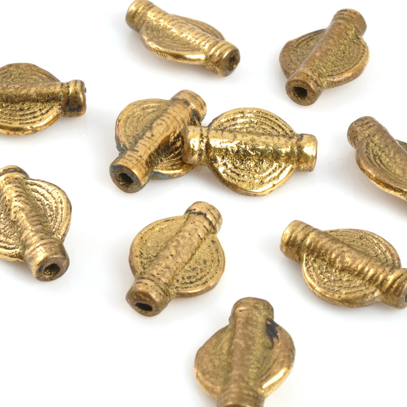 Brass Beads-16x4mm Flat Bicone Bead-Bronze-Quantity 2 Beads - Tamara Scott  Designs