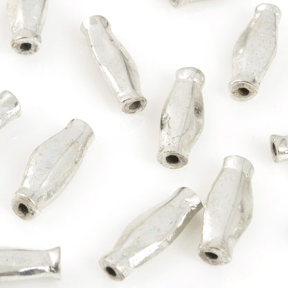 Brass Beads-16x4mm Flat Bicone Bead-Silver-Quantity 2 Beads