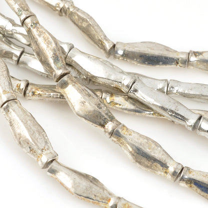 Brass Beads-16x4mm Flat Bicone Bead-Silver-Quantity 2 Beads