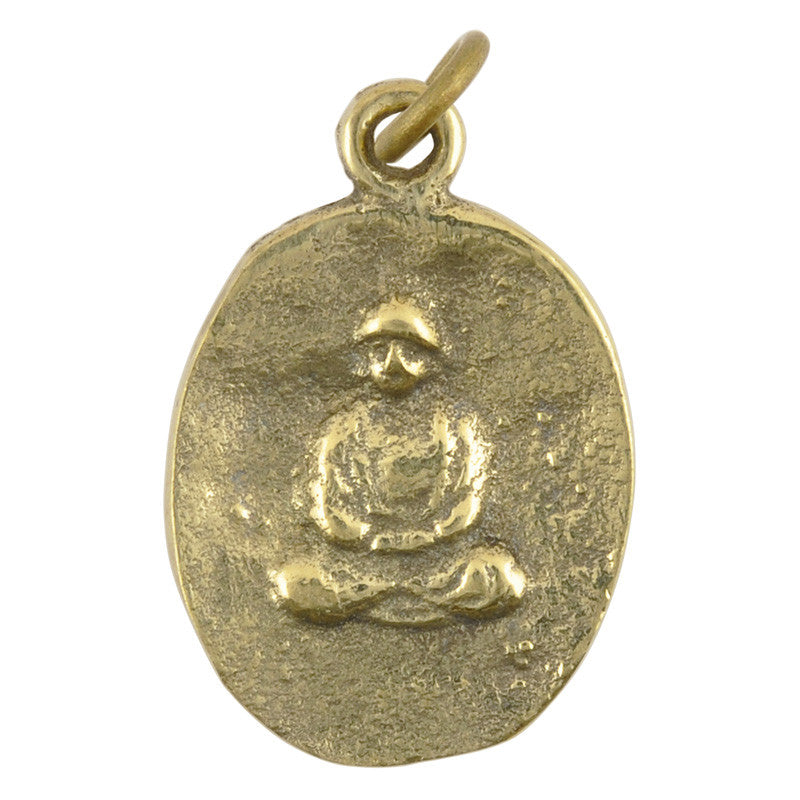 Brass Pendant-20x25mm Oval Buddha Amulet