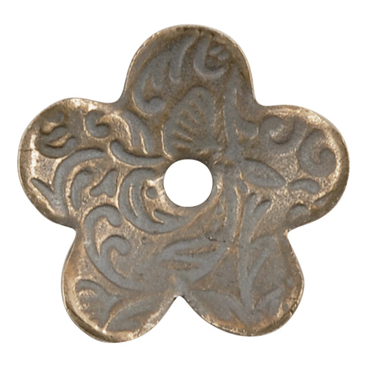 Bronze Casting-15mm Victorian Flower Bead Cap-Weathered Grey-Quantity 1