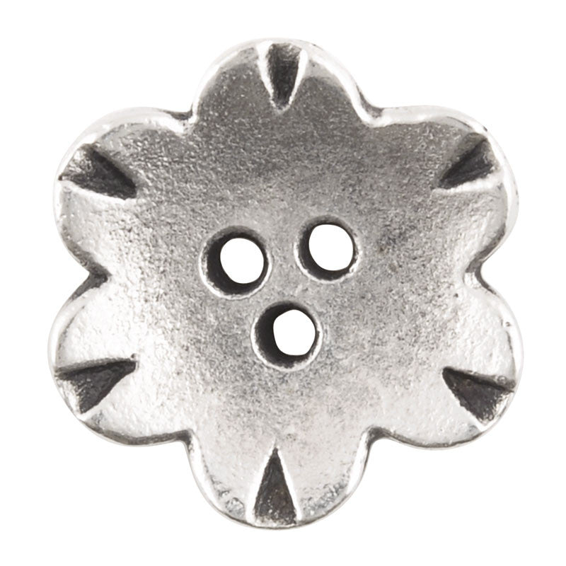 Button-19mm Flower-Antique Silver-Quantity 2