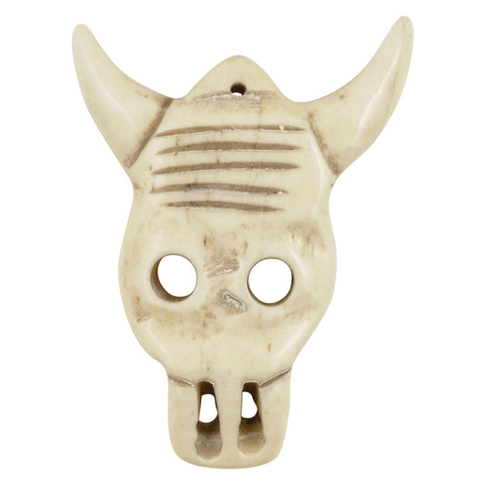 Carved-35x45mm Cow Skull Pendant-Off White-Quantity 1