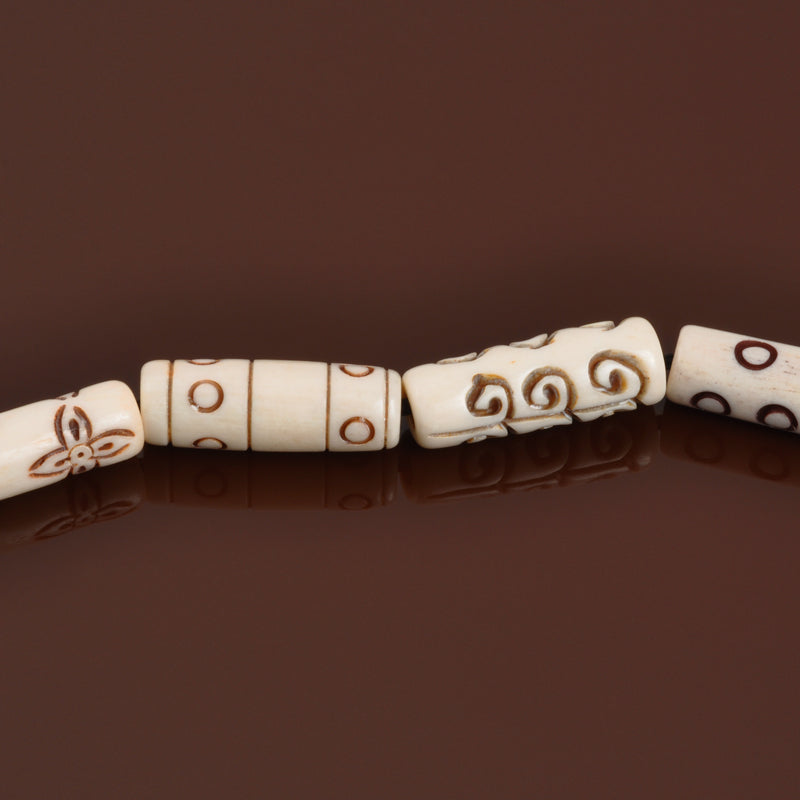 Carved Beads-White Rondelle With Star Design - Tamara Scott Designs