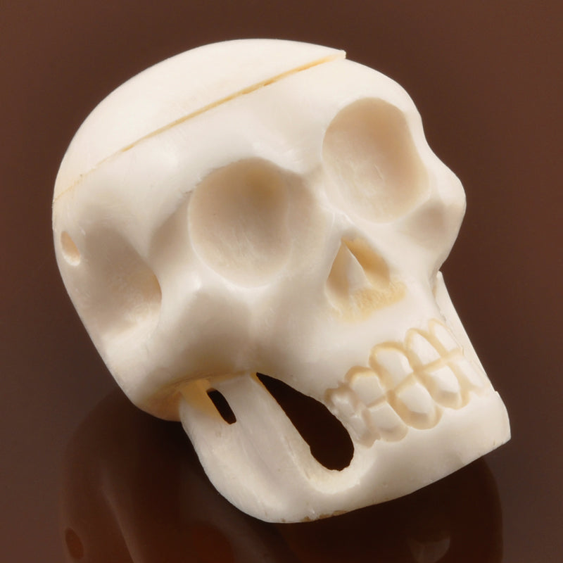 Carved Pendants-Carved-22x30mm Skull Bead-Off White-Quantity 1