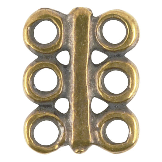 Casting-10x12mm Bar Connector-6 Hole-Antique Bronze