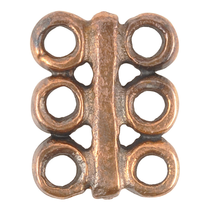 Casting-10x12mm Bar Connector-6 Hole-Antique Copper