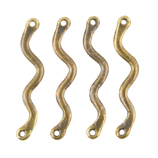 Casting-10x35mm Wavy Bar Connector-Antique Bronze