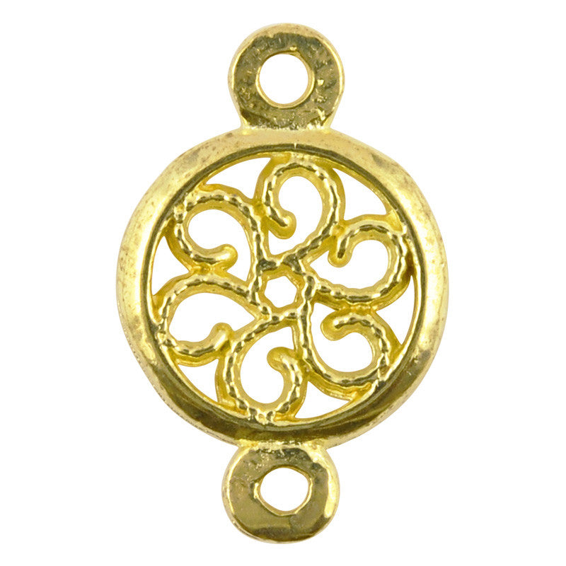 Casting-13x20mm Round Floral Connector-Brass