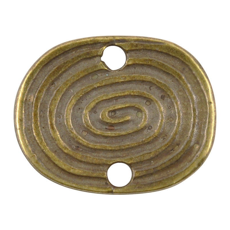 Casting-17x21mm Oval Spiral-Two Hole Connector-Antique Bronze