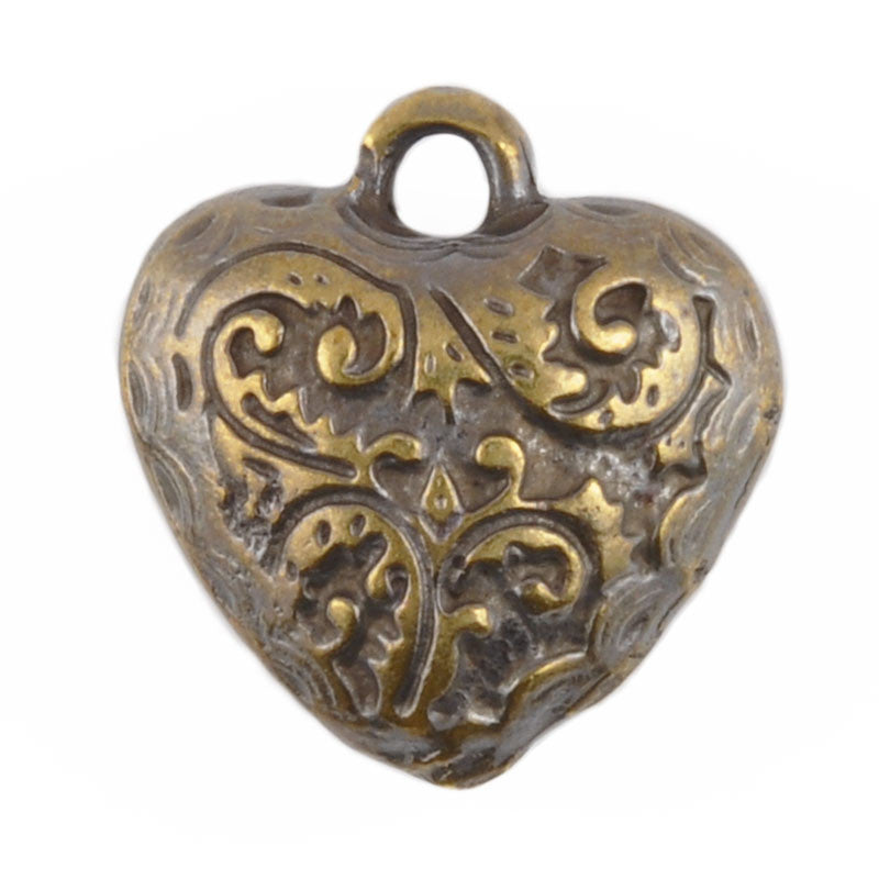 Casting-18x20mm Ornate Heart Charm-Antique Bronze