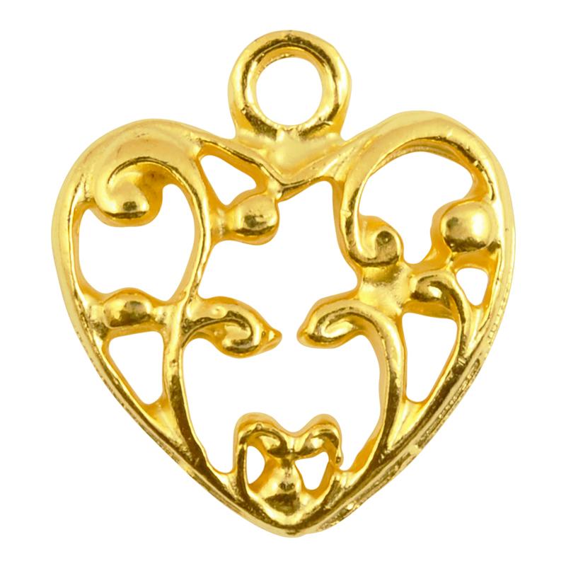 Casting-20mm Ornate Heart-Gold-Quantity 1