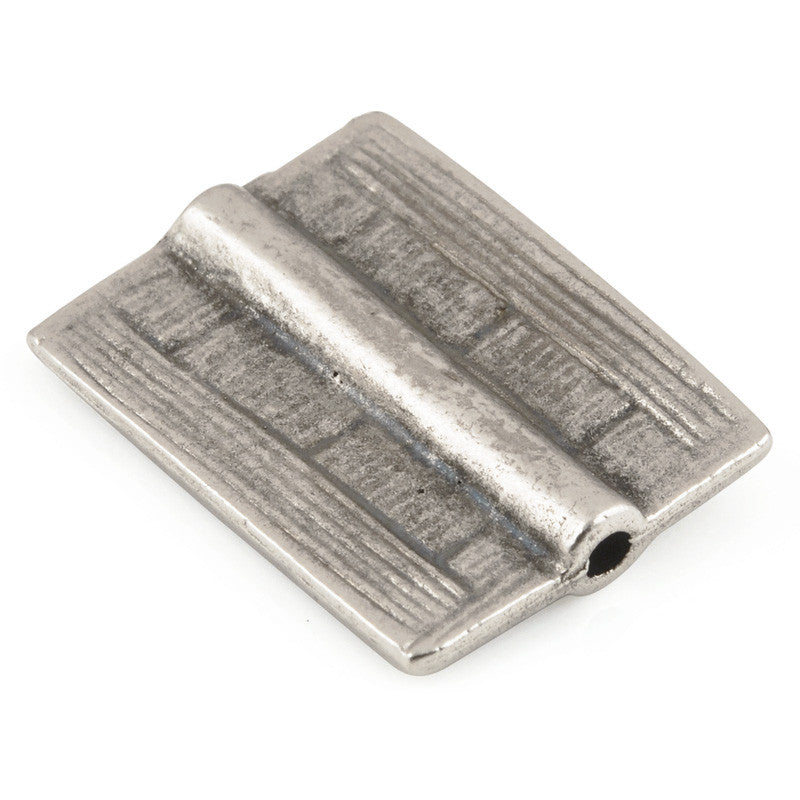 Casting-20x25mm Flat Rectangle Tube with Lines-Antique Silver