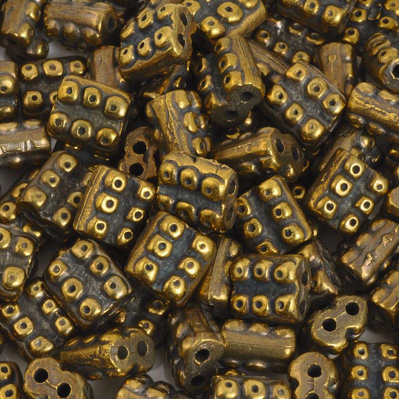 Casting Beads-10x11mm Dotted Rectangle-Antique Bronze-Quantity 1