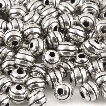 Casting Beads-9mm Round Line with Detail-Antique Silver